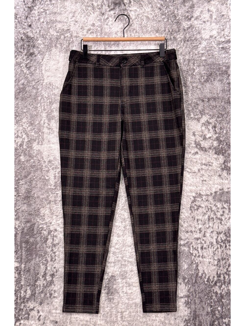 Young LA Pants 32 x 28 Mens Stretch Plaid Tapered Leg Trouser
